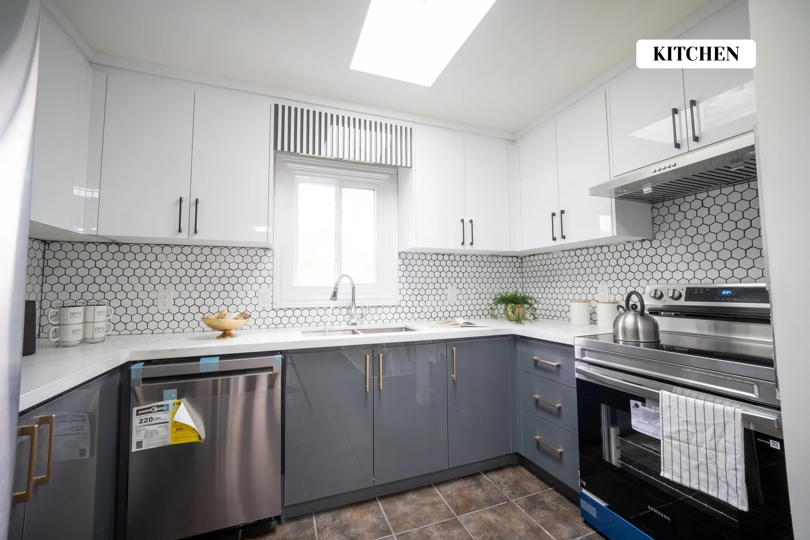 Kitchen with skylight